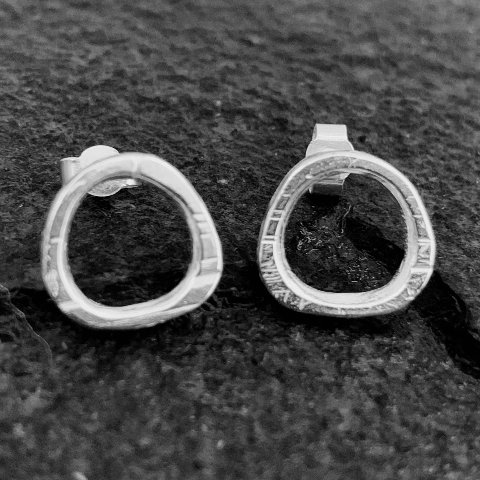 Handmade 'Mira' Irregular Textured 925 Sterling Silver Stud Earrings