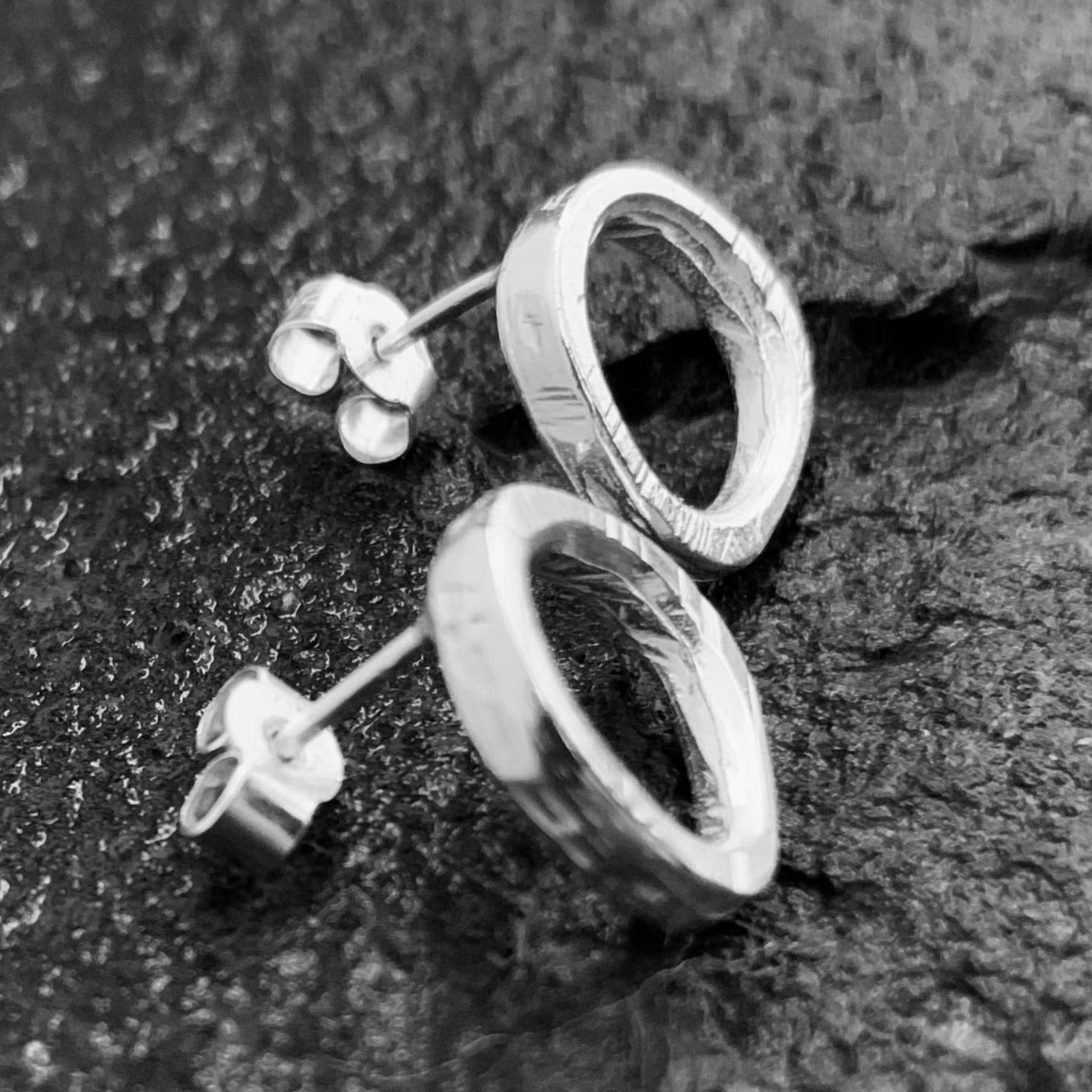 Handmade 'Mira' Irregular Textured 925 Sterling Silver Stud Earrings