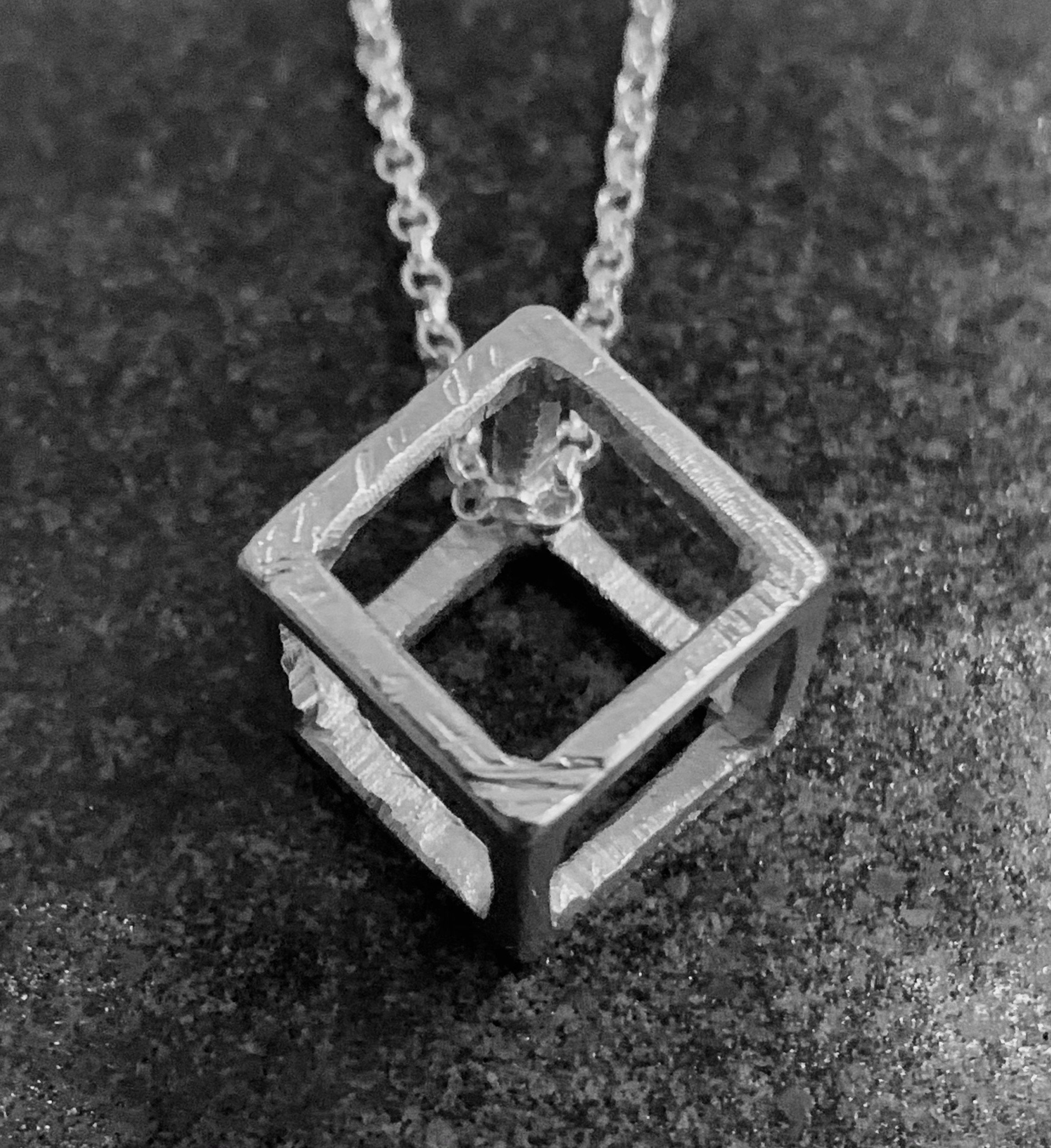 Cube Pendant 925 Sterling Silver Necklace