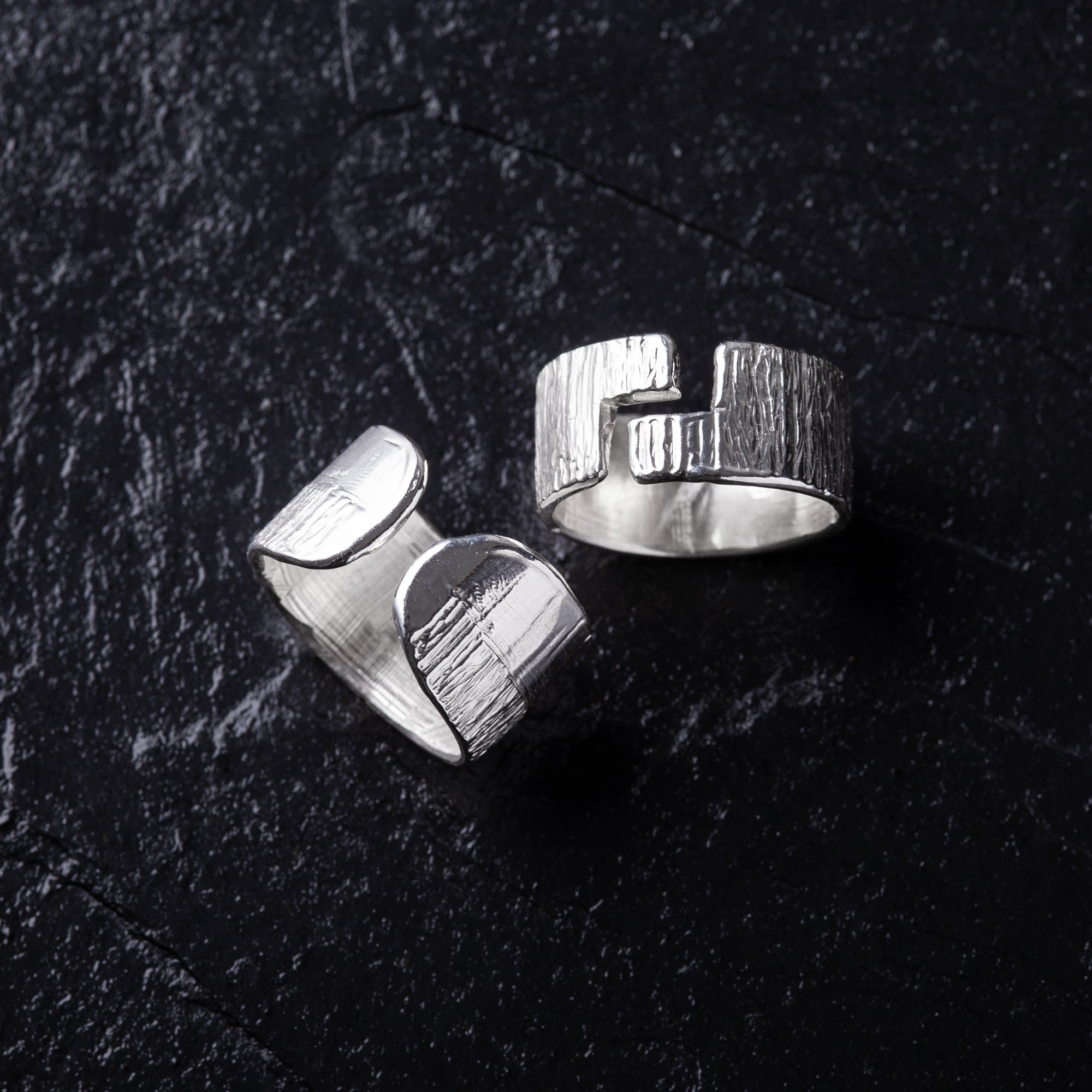 Handcrafted Open Jigsaw Textured Chunky 925 Sterling Silver Ring