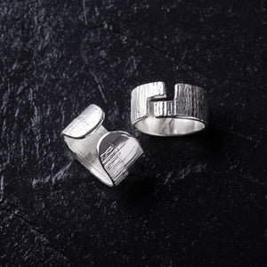 Handcrafted Open Jigsaw Textured Chunky 925 Sterling Silver Ring