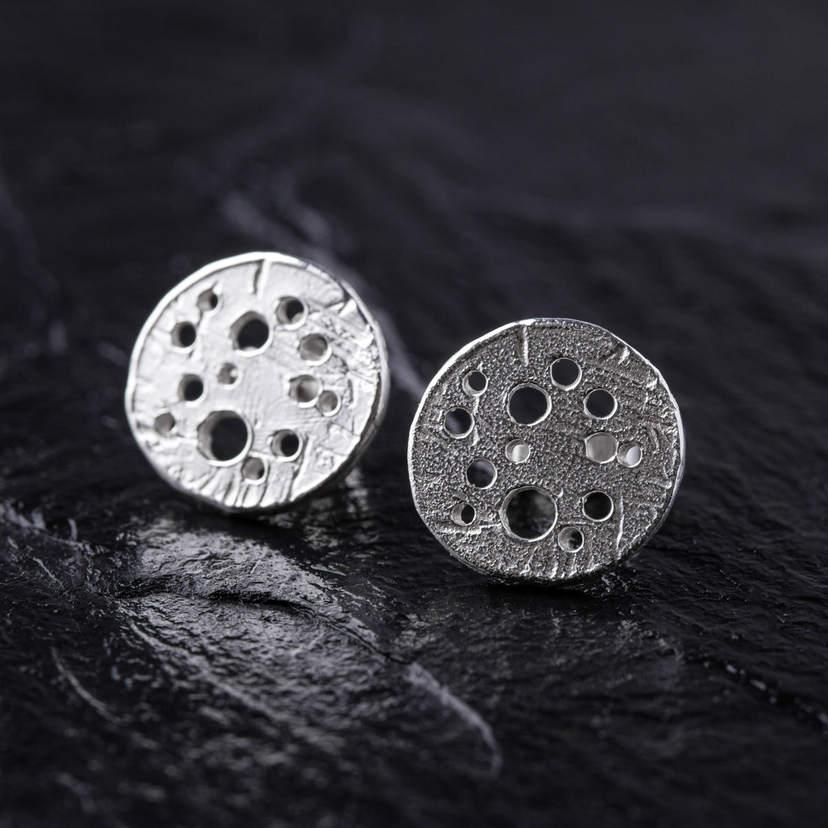 Handcrafted Patterned Disc Earrings in 925 Sterling Silver