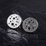 Load image into Gallery viewer, Handcrafted Patterned Disc Earrings in 925 Sterling Silver
