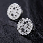 Load image into Gallery viewer, Handcrafted Patterned Disc Earrings in 925 Sterling Silver
