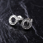 Load image into Gallery viewer, Handcrafted Textured Round 925 Sterling Silver Earrings
