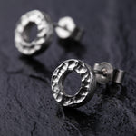 Load image into Gallery viewer, Handcrafted Textured Round 925 Sterling Silver Earrings
