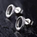 Load image into Gallery viewer, Handcrafted Textured Oval 925 Sterling Silver Stud Earrings
