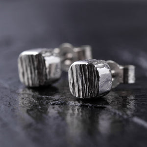 Handmade Textured 925 Silver Sterling Stud Earrings