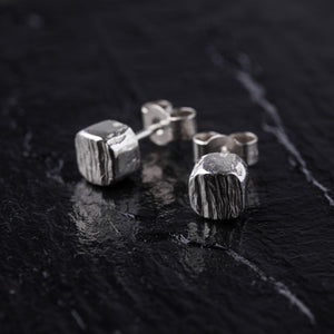 Handmade Textured 925 Silver Sterling Stud Earrings