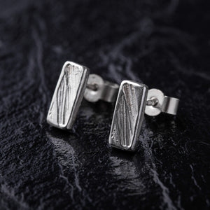 Handmade Rectangular Textured 925 Sterling Silver stud earrings