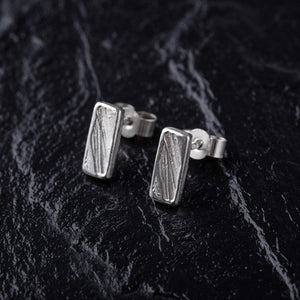 Handmade Rectangular Textured 925 Sterling Silver stud earrings