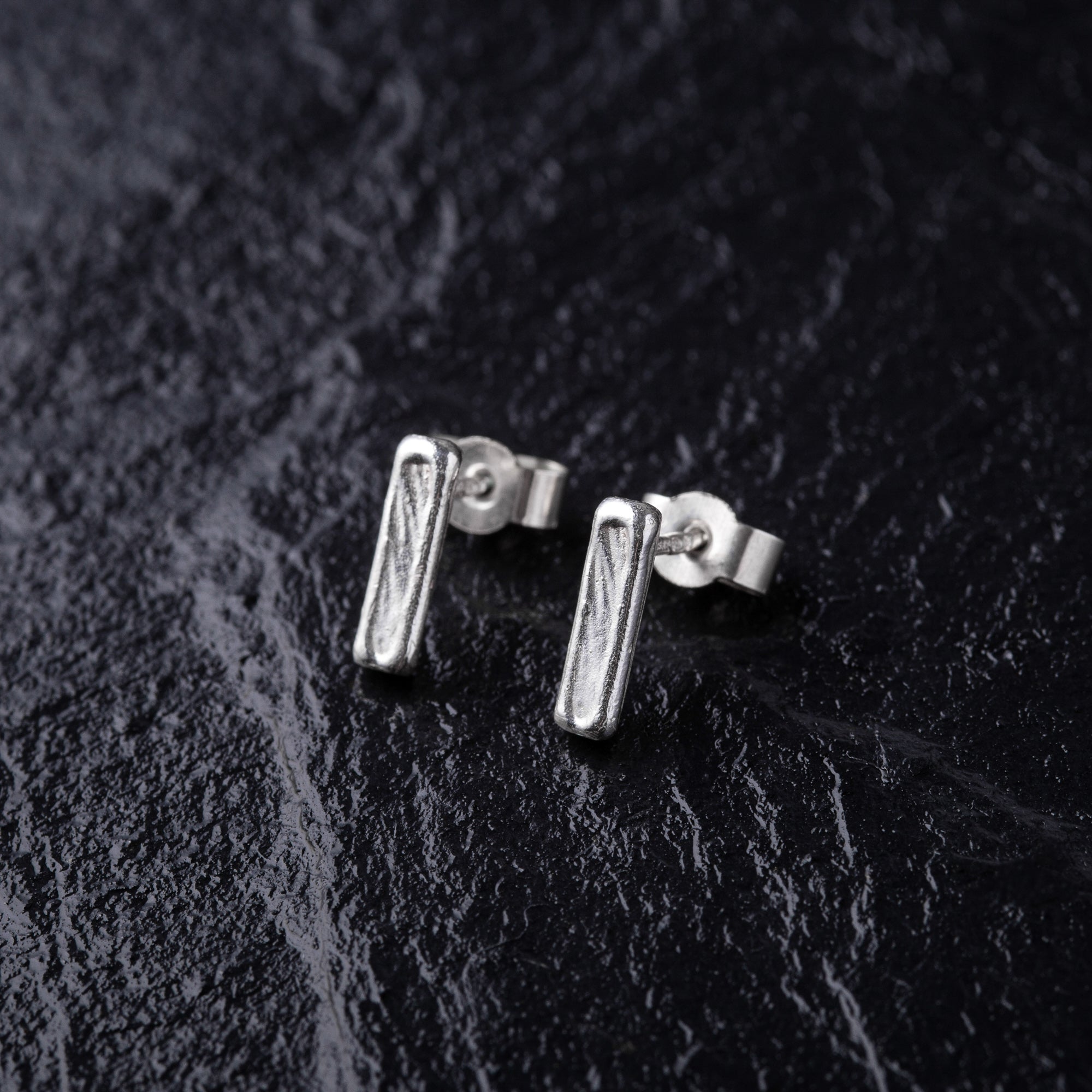 Handmade Minimalist Bar 925 Sterling Silver Stud Earrings