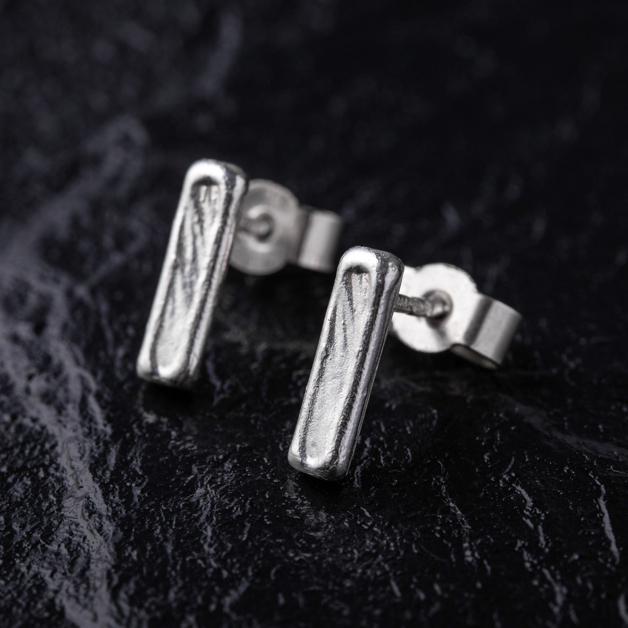 Handmade Minimalist Bar 925 Sterling Silver Stud Earrings