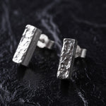 Load image into Gallery viewer, Handcrafted Marl Textured Rectangular 925 Sterling Silver Stud Earrings
