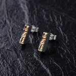 Load image into Gallery viewer, Handcrafted Marl Textured Rectangular 925 Sterling Silver Stud Earrings
