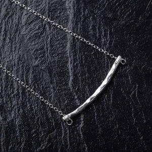 Curved Textured Bar Necklace in 925 Sterling Silver