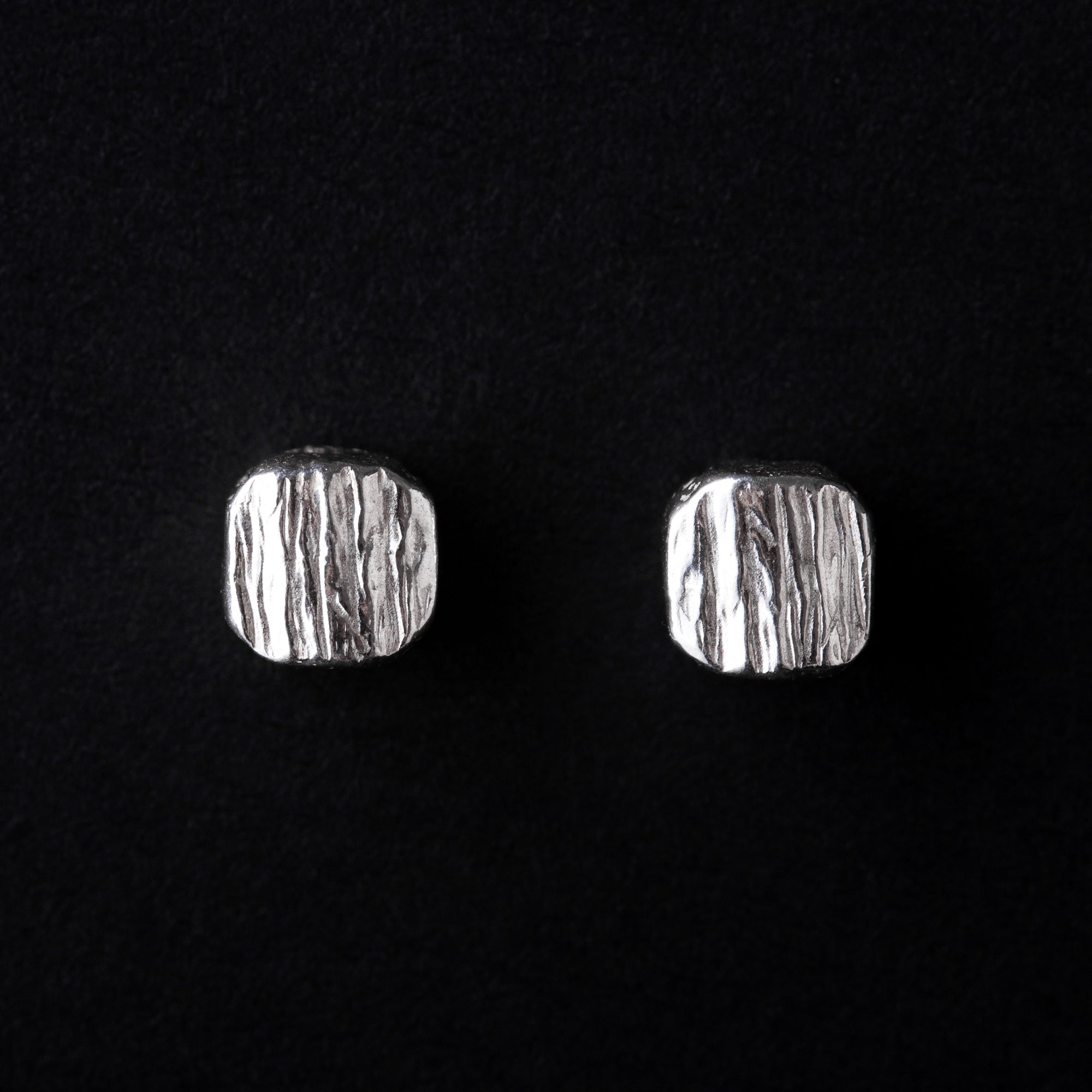 Handmade Textured 925 Silver Sterling Stud Earrings