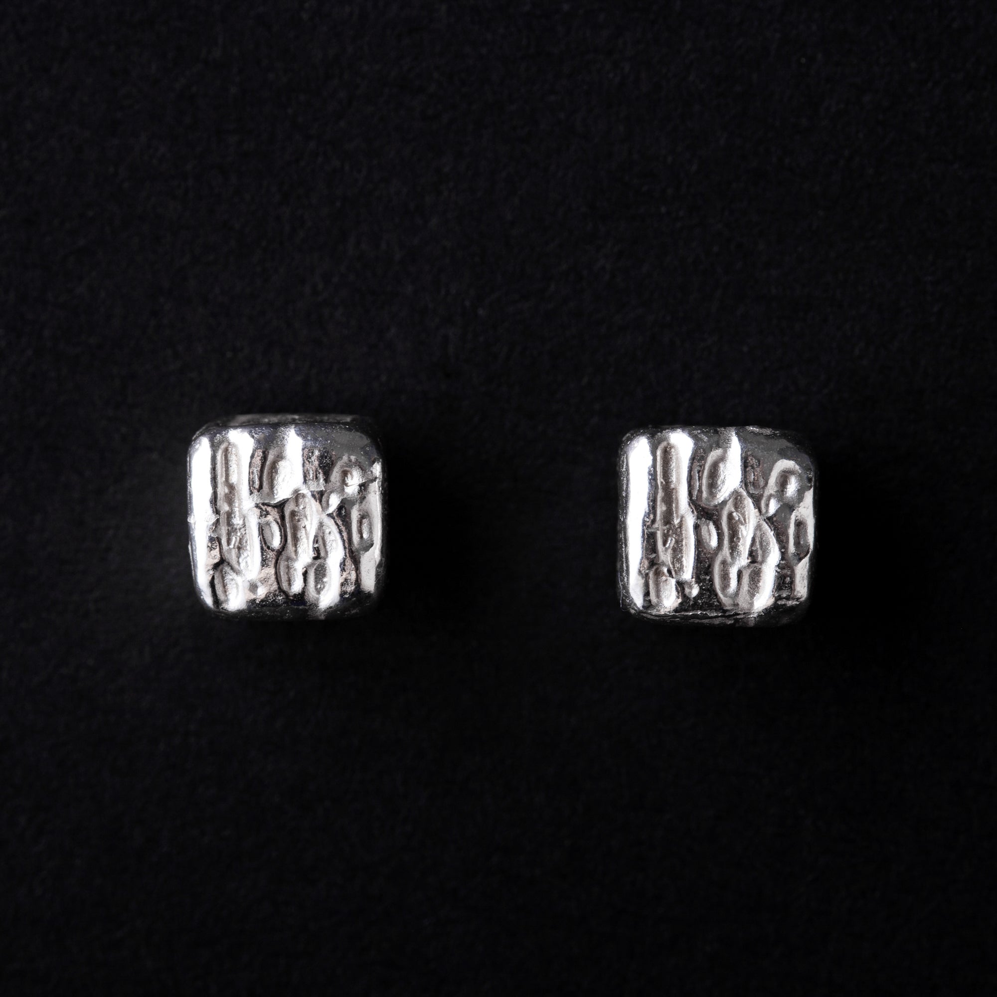 Handmade Square Textured 925 Sterling Silver Stud Earrings