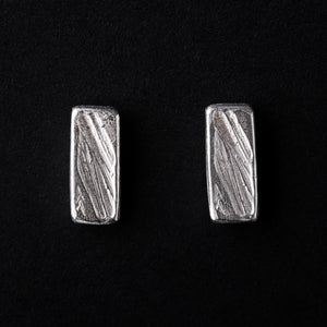 Handmade Rectangular Textured 925 Sterling Silver stud earrings