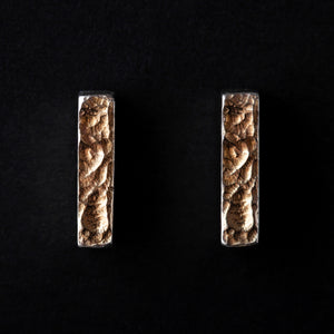 Handcrafted Marl Textured Rectangular 925 Sterling Silver Stud Earrings