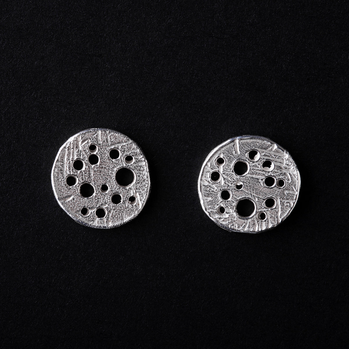 Handcrafted Patterned Disc Earrings in 925 Sterling Silver