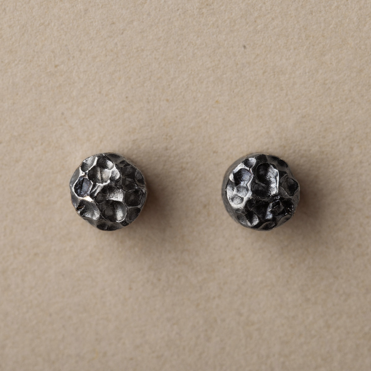 Textured Black Rhodium Plated Circular Silver Studs