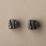 Load image into Gallery viewer, Handcrafted Square Black Rhodium Plated Sterling Silver Stud Earrings
