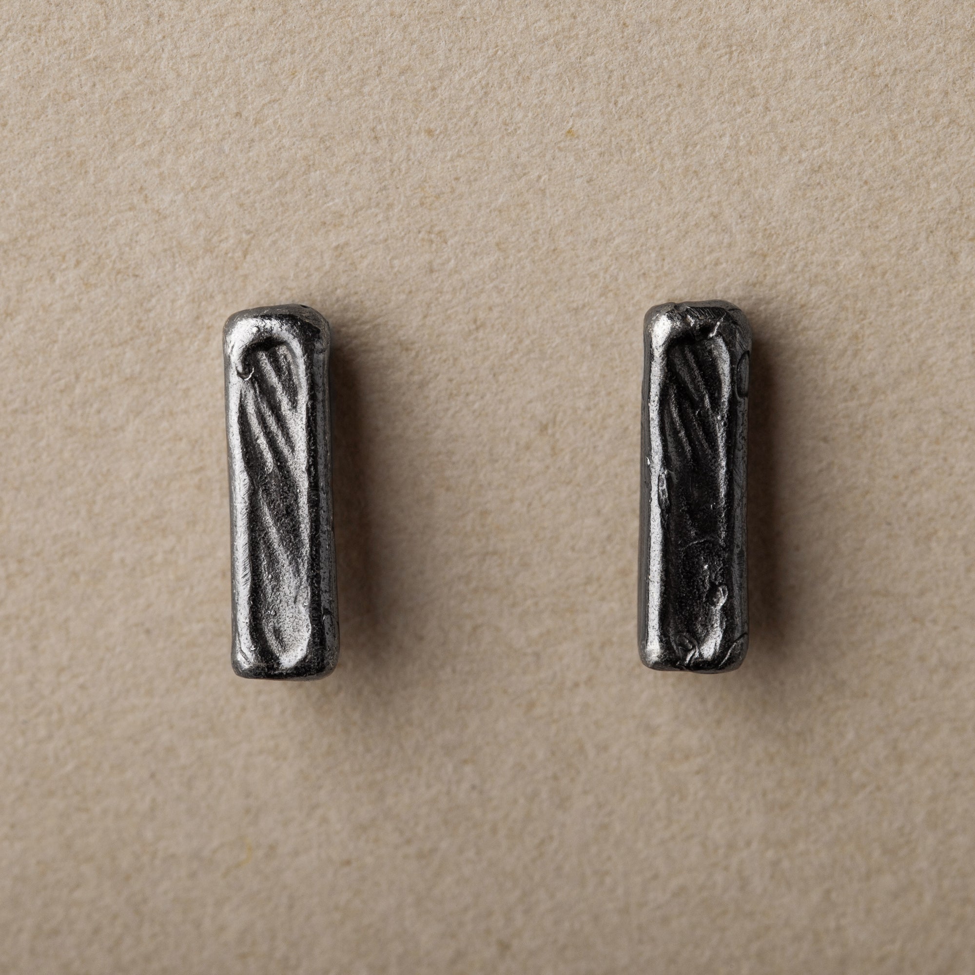 Handcrafted Black Rhodium Plated Minimalist Bar Sterling Silver Studs