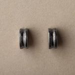 Load image into Gallery viewer, Black Rhodium Plated Semicircle &#39;Mica&#39; Silver Stud Earrings
