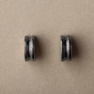 Black Rhodium Plated Semicircle 'Mica' Silver Stud Earrings