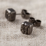 Load image into Gallery viewer, Handcrafted Square Black Rhodium Plated Sterling Silver Stud Earrings
