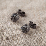 Load image into Gallery viewer, Textured Black Rhodium Plated Circular Silver Studs
