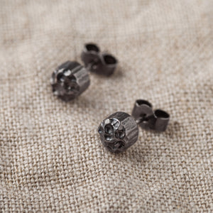 Textured Black Rhodium Plated Circular Silver Studs