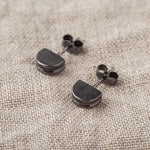 Load image into Gallery viewer, Black Rhodium Plated Semicircle &#39;Mica&#39; Silver Stud Earrings
