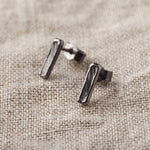 Load image into Gallery viewer, Handcrafted Black Rhodium Plated Minimalist Bar Sterling Silver Studs
