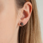 Load image into Gallery viewer, Textured Black Rhodium Plated Circular Silver Studs
