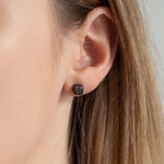 Load image into Gallery viewer, Handcrafted Square Black Rhodium Plated Sterling Silver Stud Earrings
