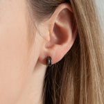 Load image into Gallery viewer, Black Rhodium Plated Semicircle &#39;Mica&#39; Silver Stud Earrings
