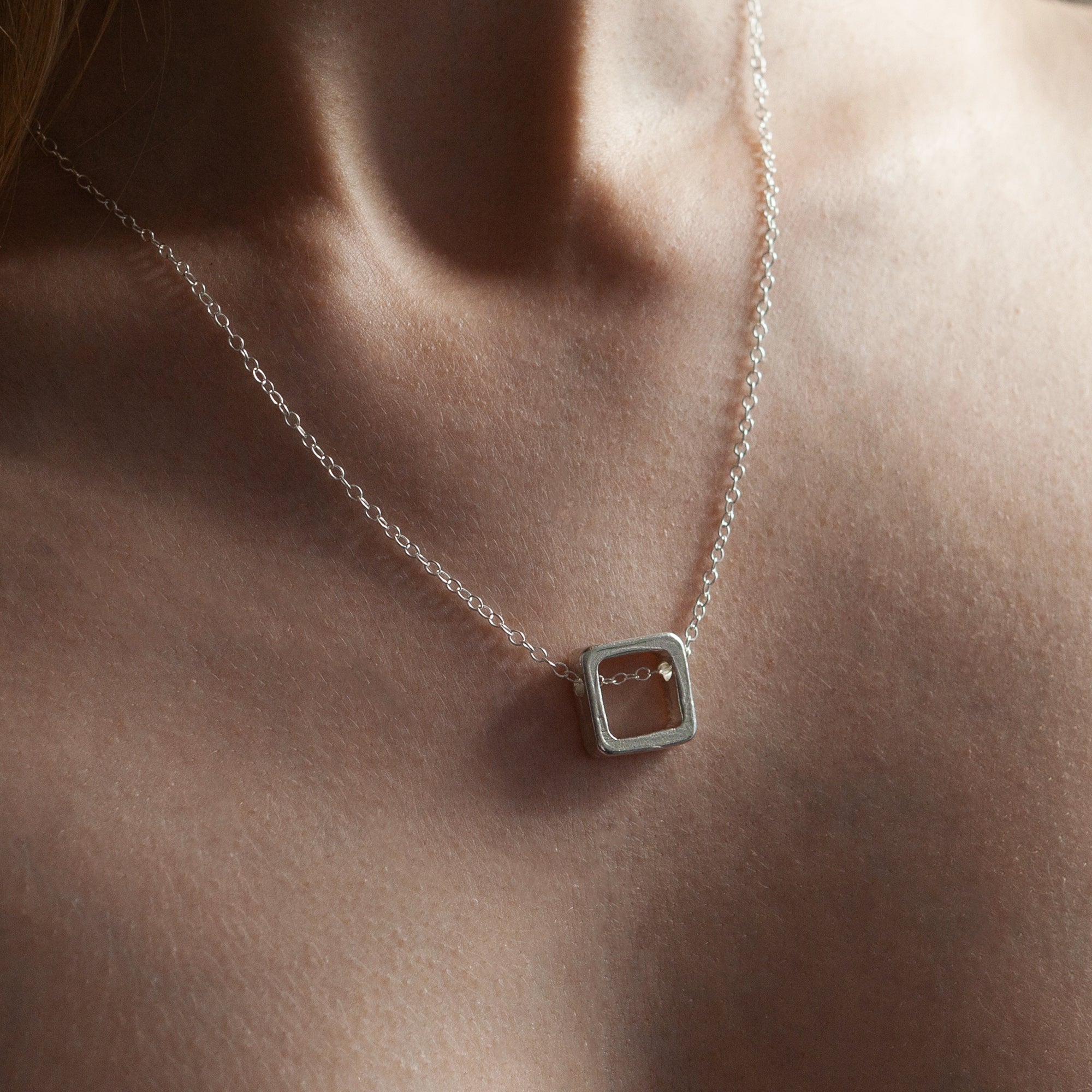 Hand crafted Cube Pendant with 925 Sterling Silver Necklace