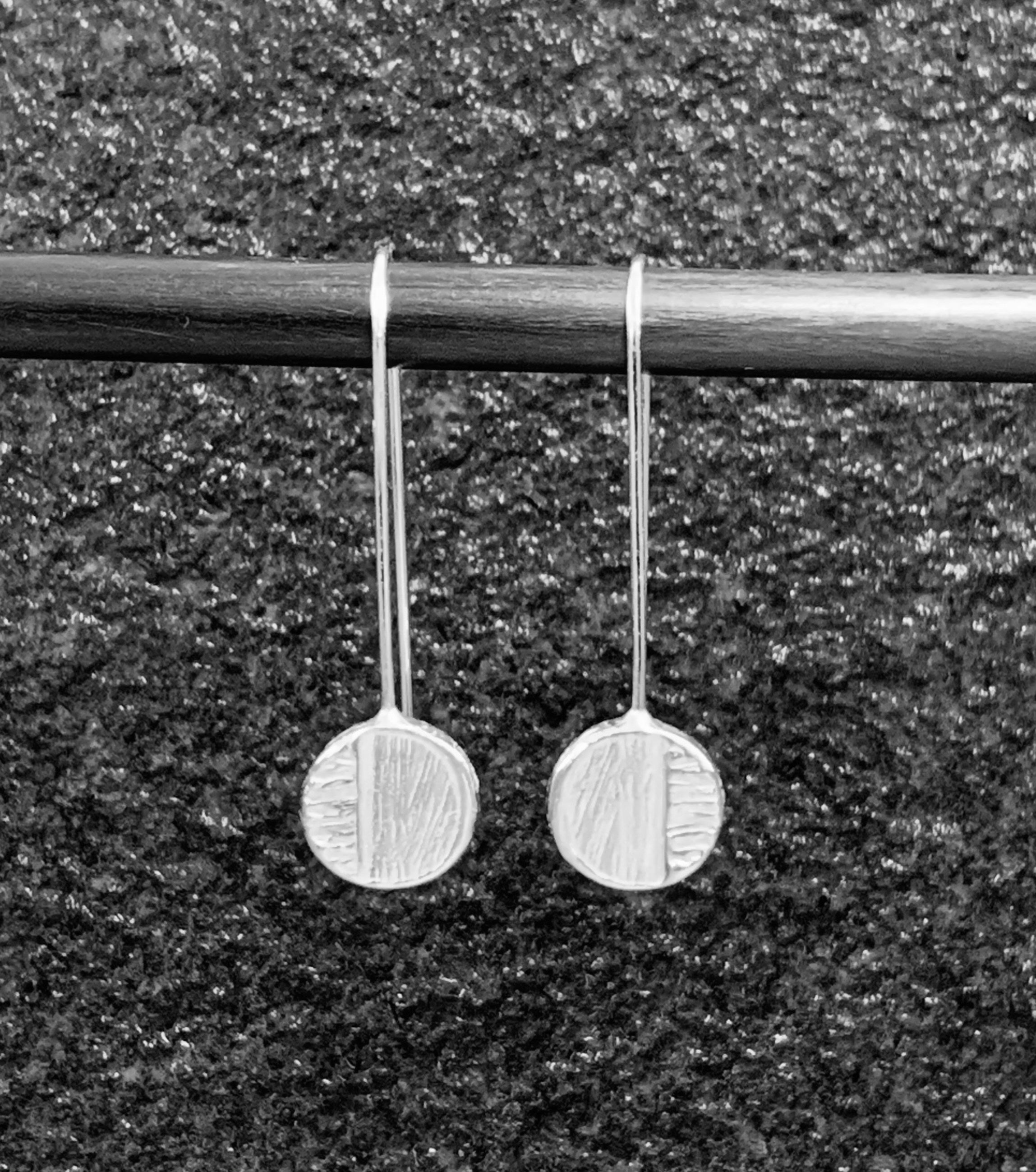 Textured Round Dropped Earrings Handcrafted in 925 Sterling Silver