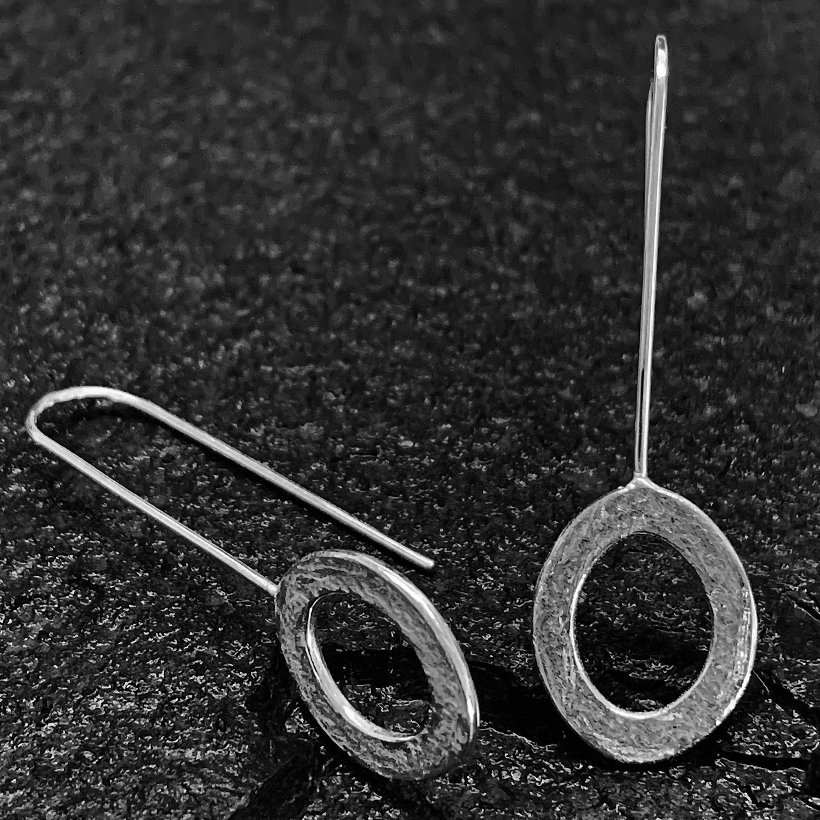 Textured Oval Dropped Earrings Handcrafted in 925 Sterling Silver