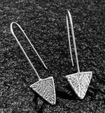 Load image into Gallery viewer, Textured Triangle Dropped Earrings Handcrafted in 925 Sterling Silver
